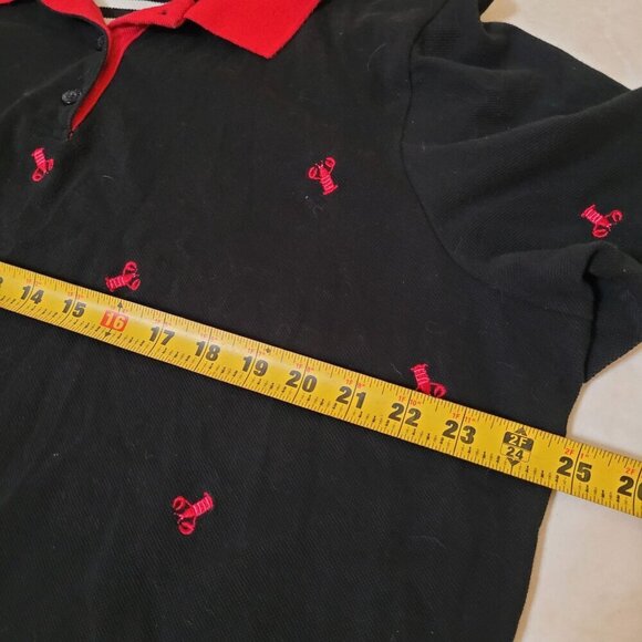 Quacker Factory Black Polo Lobster Embroidery 2X Beachy Island Tropical Summer - Picture 4 of 7